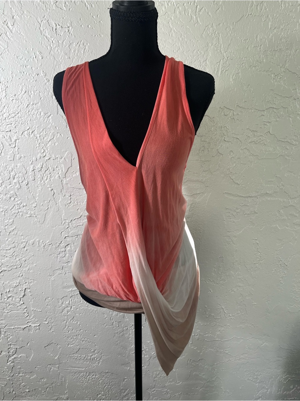 Young Fabulous & Broke Coral‎ Ombre Draped Sleeveless Tank Top Small